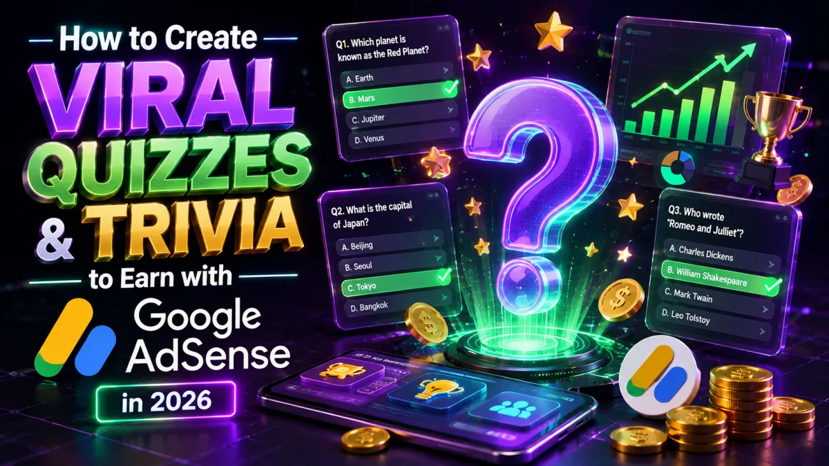 Create viral quizzes and trivia to earn money with Google AdSense 2026