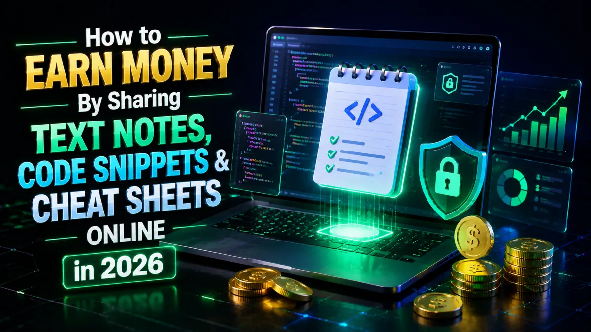 Earn money sharing text notes, code snippets and study cheat sheets online 2026