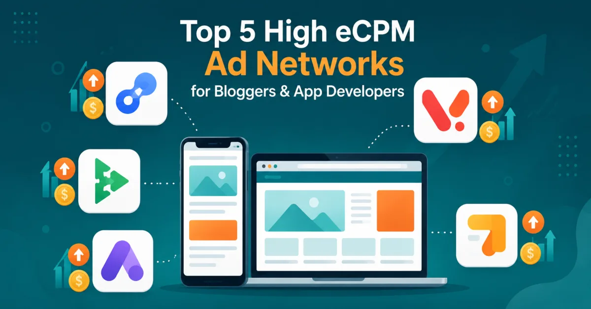 Comparison chart of top 5 high eCPM ad networks 2026